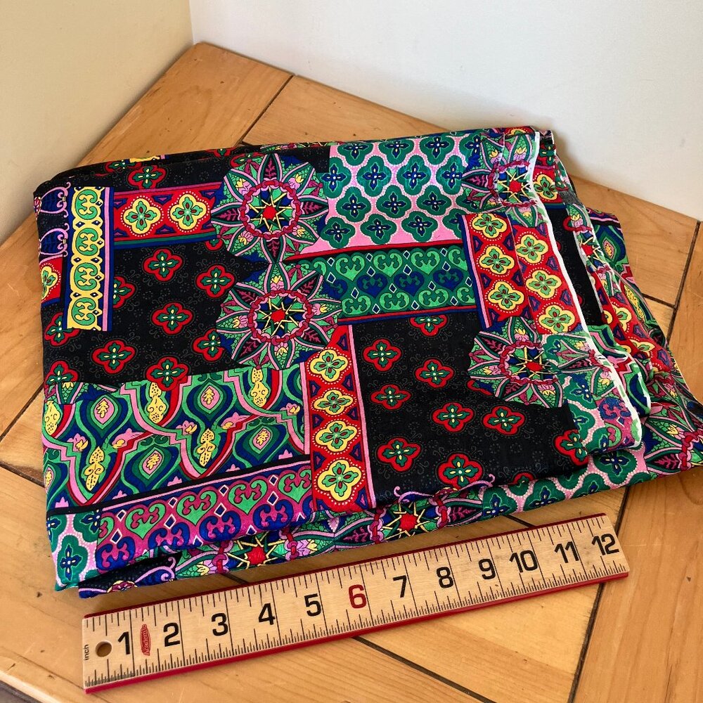 Colorful Patchwork Mandala Print Lightweight Polyester Fabric 60x160"